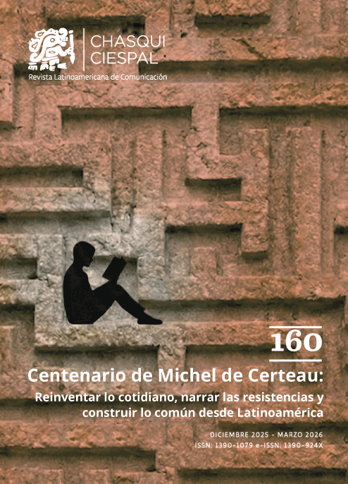 					Ver Núm. 160 (2026): Centenario de Michel de Certeau: Reinventar lo cotidiano, narrar las resistencias y construir lo común desde Latinoamérica
				